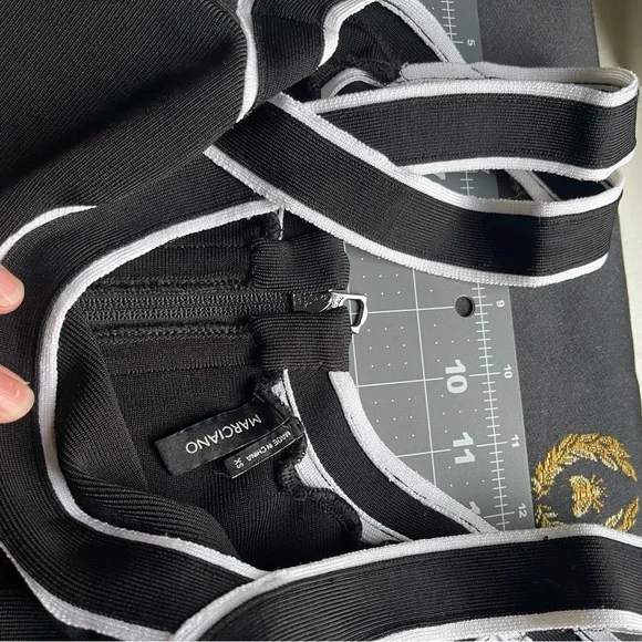 Lot of 3 bodycon color block black dresses Guess Marciano H&M - Picture 11 of 12